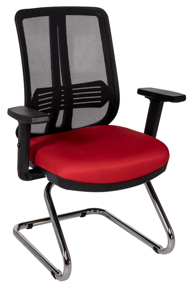Ofisbazaar UP Fileli Misafir Koltuğu | Ergonomik Toplantı ve Bekleme Koltuğu Siyah Fileli/ Kırmızı ürün görseli 1