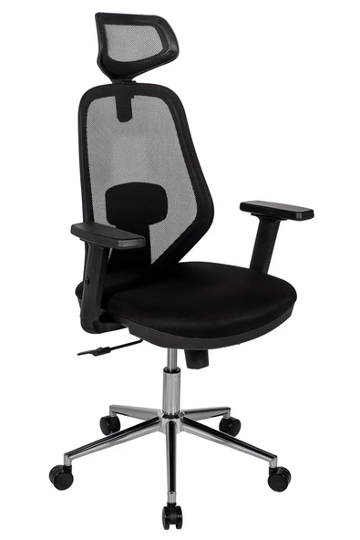 Ofisbazaar Dali Fileli Yönetici Koltuğu | Ergonomik Başlıklı Ofis Koltuğu Siyah Fileli ürün görseli 1