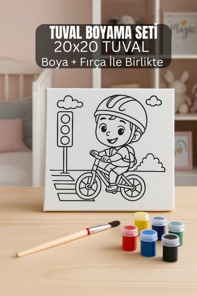 Metsar Home Bisiklet Çocuk Tuval Boyama Seti - Çocuk Gelişim, Tuval, Boya Seti, Fırça ürün görseli 1