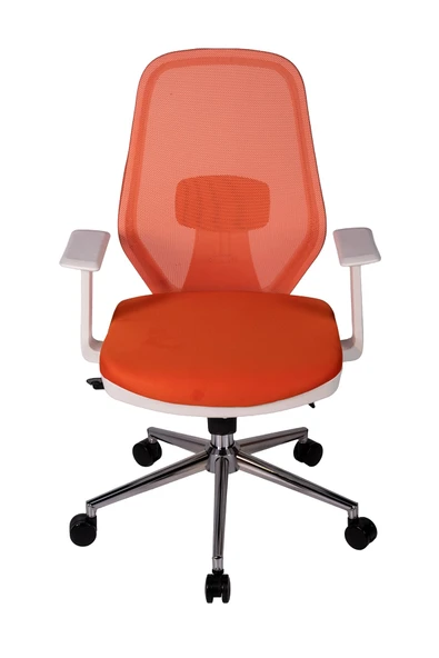 Ofisbazaar Dali Beyaz Fileli Çalışma Koltuğu | Ergonomik Şef ve Toplantı Koltuğu Turuncu ürün görseli 1