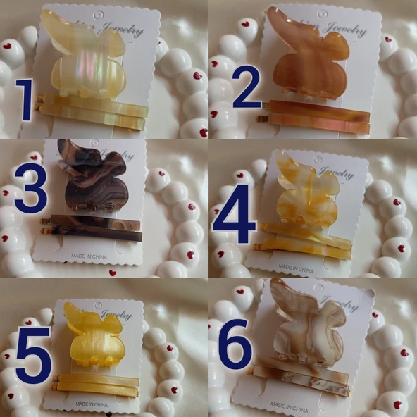 3lü Set Kemik Kıstırmalı Toka - Resim 2