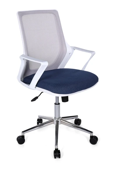 Ofisbazaar Alf Beyaz Fileli Çalışma Koltuğu | Ergonomik Şef ve Toplantı Koltuğu Mavi/Gri ürün görseli 1