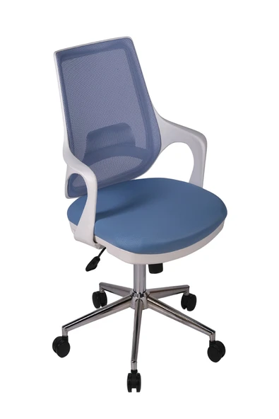 Ofisbazaar Buya Beyaz Fileli Çalışma Koltuğu | Ergonomik Şef ve Toplantı Koltuğu Açık Mavi ürün görseli 1