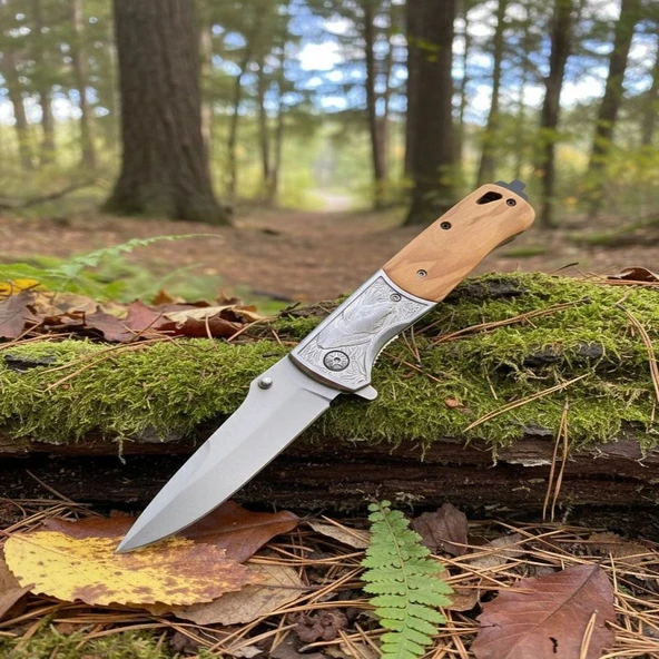 Knivox Browning DA334 Ahşap Kabze Survival Auto Kamp Çakısı ürün görseli 1