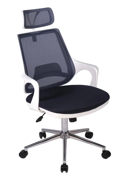 Ofisbazaar Buya Beyaz Fileli Ofis Koltuğu | Ergonomik ve Modern Tasarım Siyah Fileli ürün görseli 1