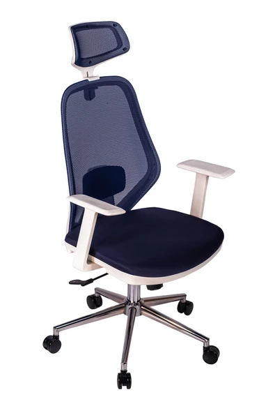 Ofisbazaar Dali Beyaz Fileli Yönetici Koltuğu | Ergonomik Başlıklı Ofis Koltuğu Lacivert ürün görseli 1