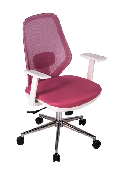 Ofisbazaar Dali Beyaz Fileli Çalışma Koltuğu | Ergonomik Şef ve Toplantı Koltuğu Pembe ürün görseli 1