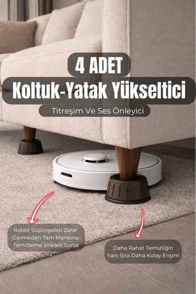 Metsar Home 4 Adet Koltuk Ayağı Yükseltici Robot Süpürge Uyumlu Titreşim Önleyici Yatak Yükseltme Aparatı ürün görseli 1