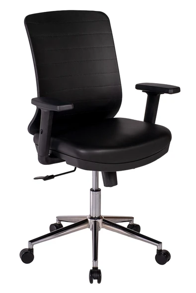 Ofisbazaar UP Deri Çalışma Koltuğu | Ergonomik Şef ve Toplantı Koltuğu Martin 01- Siyah Deri ürün görseli 1