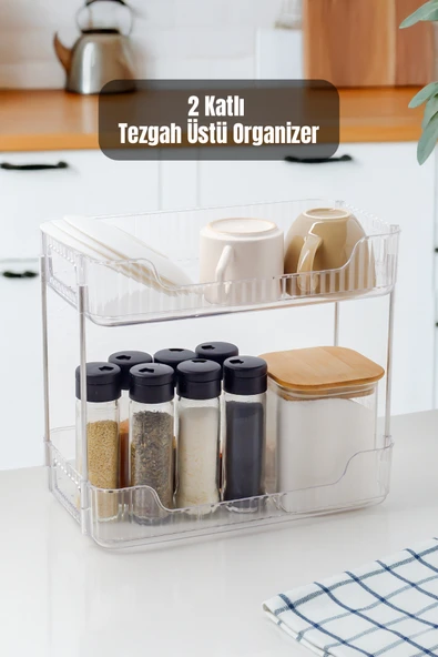 Metsar Home 2 Katlı Mutfak Tezgah Üstü Organizer,baharatlık,bardaklık, Yağdanlık Düzenleyici ürün görseli 1