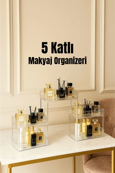 Metsar Home 5 Katlı Çok Amaçlı Makyaj Organizeri - Takı Düzenleyici Banyo Rafı Şampuanlık ürün görseli 1