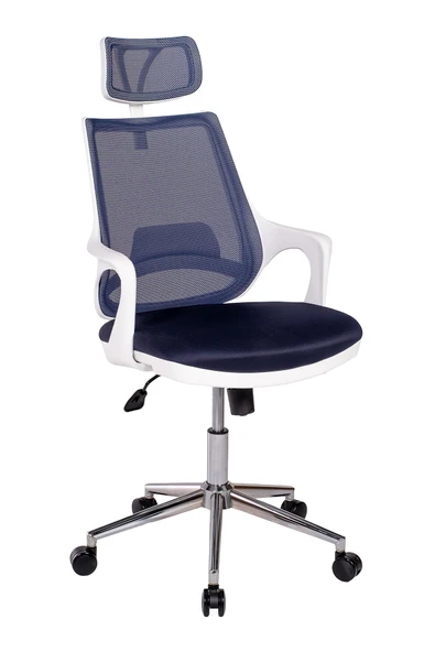 Ofisbazaar Buya Beyaz Fileli Ofis Koltuğu | Ergonomik ve Modern Tasarım Lacivert ürün görseli 1