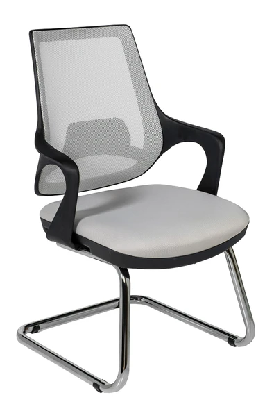 Ofisbazaar Buya Fileli Misafir Koltuğu | Ergonomik Toplantı ve Bekleme Koltuğu Gri ürün görseli 1