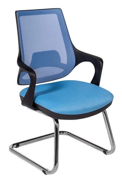Ofisbazaar Buya Fileli Misafir Koltuğu | Ergonomik Toplantı ve Bekleme Koltuğu Açık Mavi ürün görseli 1