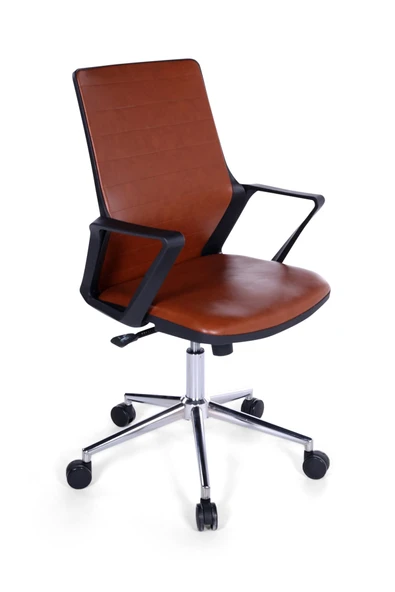 Ofisbazaar Lizz Kahverengi Deri Çalışma Koltuğu | Ergonomik Şef ve Toplantı Koltuğu Kahverengi ürün görseli 1