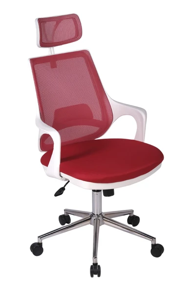 Ofisbazaar Buya Beyaz Fileli Ofis Koltuğu | Ergonomik ve Modern Tasarım Kırmızı ürün görseli 1