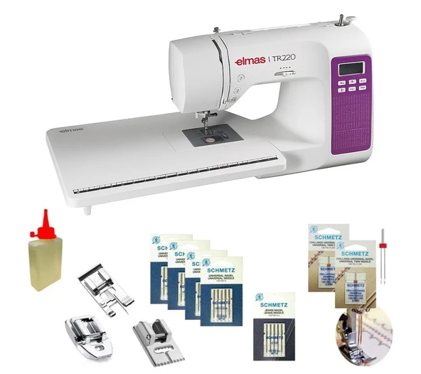 Elmas Tr220 Elektronik Dikiş Makinesi (Uzatma Tablalı) - Mor- Hediye Seti ürün görseli 1