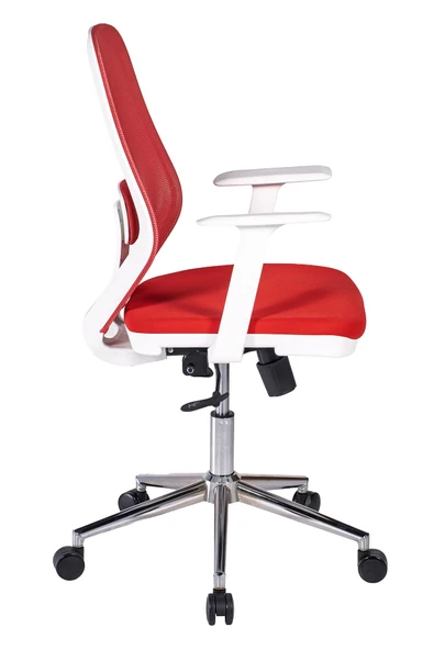 Ofisbazaar Dali Beyaz Fileli Çalışma Koltuğu | Ergonomik Şef ve Toplantı Koltuğu Kırmızı ürün görseli 1