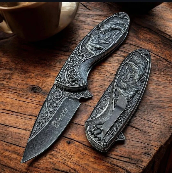 Knivox Columbia Company 2510-A Eskitme Ayı Motifli Kamp Çakısı ürün görseli 1