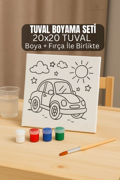 Metsar Home Araba Çocuk Tuval Boyama Seti - Çocuk Gelişim, Tuval, Boya Seti, Fırça ürün görseli 1