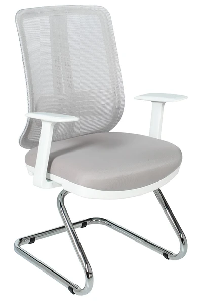 Ofisbazaar UP Beyaz Fileli Misafir Koltuğu | Ergonomik Toplantı ve Bekleme Koltuğu Gri ürün görseli 1