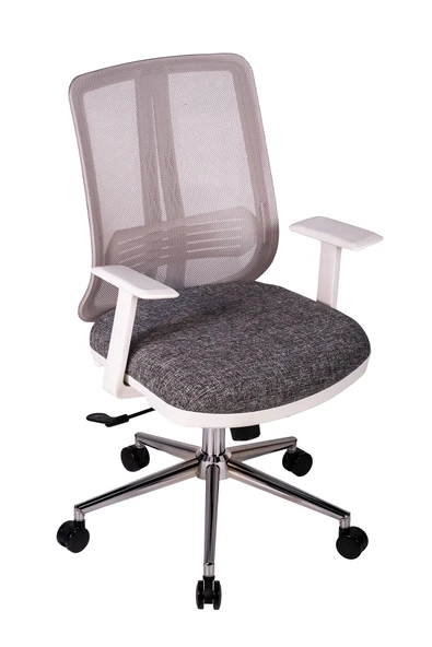 Ofisbazaar UP Beyaz Fileli Çalışma Koltuğu | Ergonomik Şef ve Toplantı Koltuğu Desenli Gri ürün görseli 1