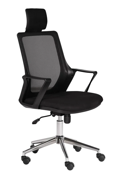 Ofisbazaar Alf Fileli Yönetici Koltuğu | Ergonomik Başlıklı Ofis Koltuğu Siyah Fileli ürün görseli 1