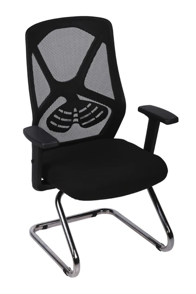 Ofisbazaar Dolphin Siyah Fileli Misafir Koltuğu | Ergonomik Toplantı ve Bekleme Koltuğu Siyah Fileli ürün görseli 1