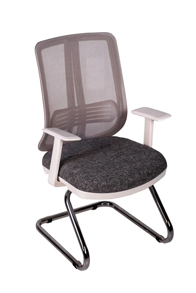 Ofisbazaar UP Beyaz Fileli Misafir Koltuğu | Ergonomik Toplantı ve Bekleme Koltuğu Desenli Gri ürün görseli 1