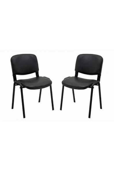 Ofisbazaar Form Siyah Misafir Sandalyesi 2'li Set | Dayanıklı Metal Ayaklı Bekleme Sandalyesi Siyah ürün görseli 1