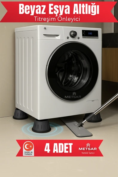Metsar Home Beyaz Eşya Altlığı Ayağı 4 Adet Çamaşır Bulaşık Makinası Buzdolabı Yükseltici Titreşim Önleyici ürün görseli 1