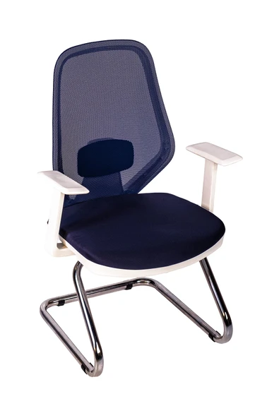 Ofisbazaar Dali Beyaz Fileli Misafir Koltuğu | Ergonomik Toplantı ve Bekleme Koltuğu Lacivert ürün görseli 1