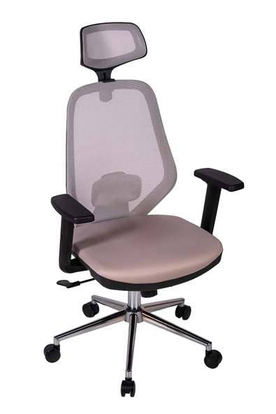 Ofisbazaar Dali Fileli Yönetici Koltuğu | Ergonomik Başlıklı Ofis Koltuğu Gri ürün görseli 1