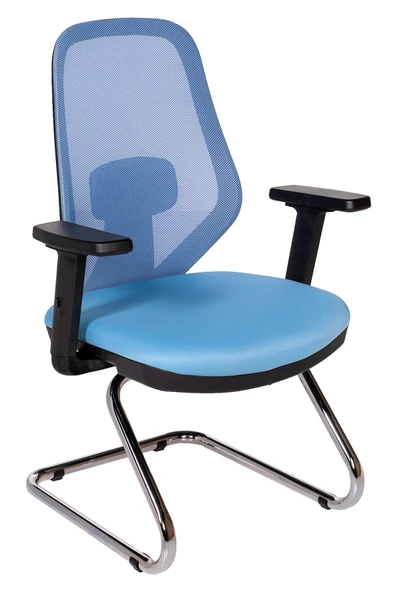 Ofisbazaar Dali Fileli Misafir Koltuğu | Ergonomik Toplantı ve Bekleme Koltuğu Açık Mavi ürün görseli 1