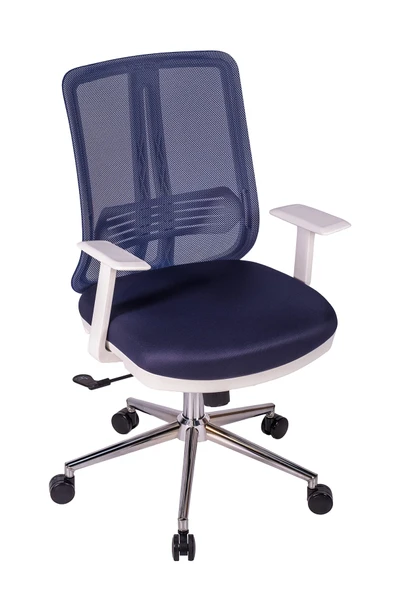 Ofisbazaar UP Beyaz Fileli Çalışma Koltuğu | Ergonomik Şef ve Toplantı Koltuğu Lacivert ürün görseli 1
