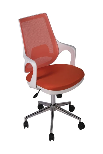 Ofisbazaar Buya Beyaz Fileli Çalışma Koltuğu | Ergonomik Şef ve Toplantı Koltuğu Turuncu ürün görseli 1