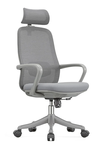 Ofisbazaar Rose Manager Ergonomik Fileli Yönetici Koltuğu | Ergonomik Başlıklı Ofis Koltuğu Gri ürün görseli 1