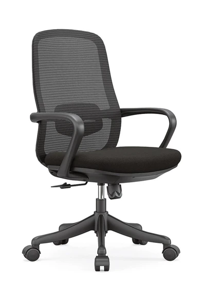 Ofisbazaar Lavander Fileli Çalışma Koltuğu | Ergonomik Şef ve Toplantı Koltuğu Siyah ürün görseli 1