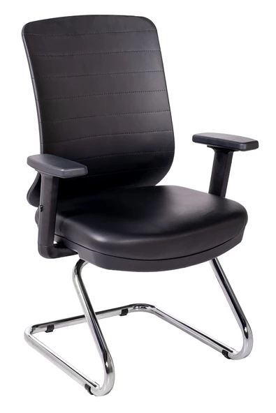 Ofisbazaar UP Deri Misafir Koltuğu | Ergonomik Toplantı ve Bekleme Koltuğu Martin 01- Siyah Deri ürün görseli 1