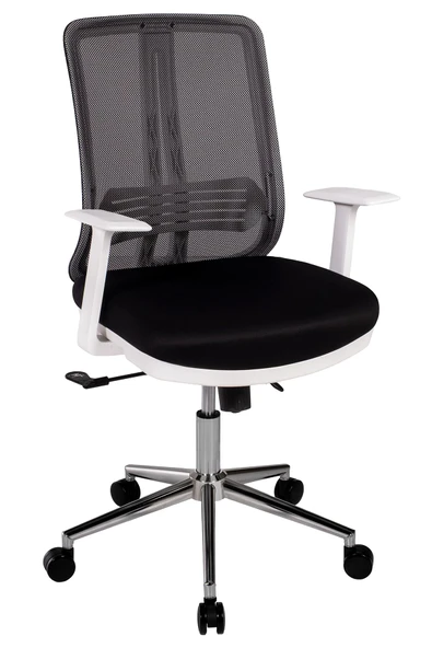 Ofisbazaar UP Beyaz Fileli Çalışma Koltuğu | Ergonomik Şef ve Toplantı Koltuğu Siyah Fileli ürün görseli 1