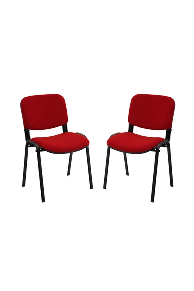 Ofisbazaar Form Kırmızı Misafir Sandalyesi 2'li Set | Metal Ayaklı Ergonomik Bekleme ve Toplantı Sandalyesi Kırmızı ürün görseli 1