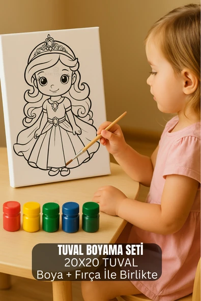 Metsar Home Prenses Çocuk Tuval Boyama Seti - Çocuk Gelişim, Tuval, Boya Seti, Fırça ürün görseli 1