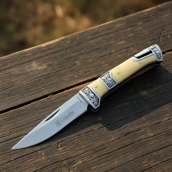 Knivox Columbia Company MB3936-C Gravür İşlemeli Kemik Kabze Kamp Çakısı ürün görseli 1