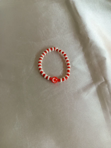 Beyaz Fimo ve Ay Yıldız Kırmızı Boncuk Çocuk Bileklik 2 Adet ürün görseli 1