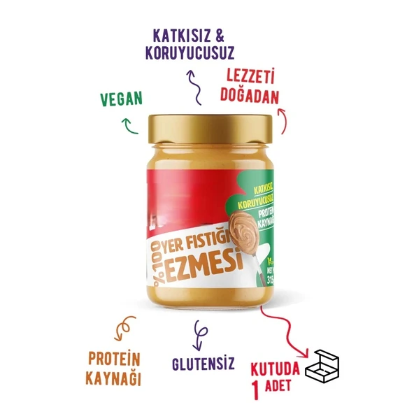 %100 Yer Fıstığı Ezmesi 315 Gr ürün görseli 1