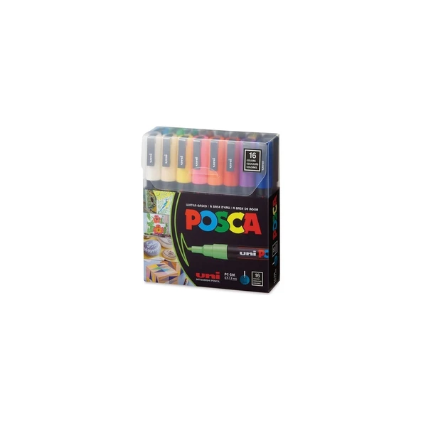 Uni POSCA 0.9-1.3 Su Bazlı Boyama Markörü 16'lı ürün görseli 1