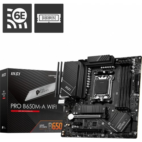 Msı Mb Pro B650M-A Wifi Am5 Ddr5 6400Mhz(Oc) Hdmı Dp M.2 Usb3.2 2.5G Lan Wifi 6E Matx Anakart ürün görseli 1