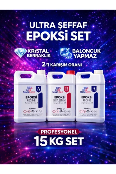 stonechem Ultra Şeffaf Epoksi Reçine 15 Kg Hobi,ahşap,tepsi,magnet Yapımı Için (SÜRPRİZ HEDİYE) ürün görseli 1