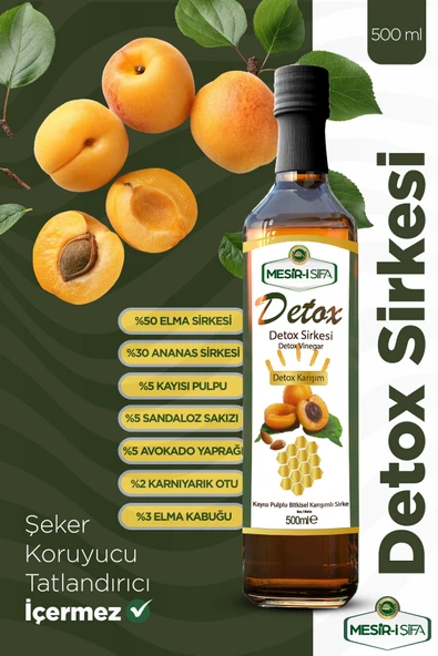 Detox Sirkesi Kayısı Pulplu Bitkisel Karışımlı Detoks Sirke 500ml ürün görseli 1