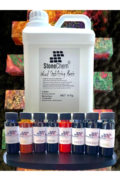 stonechem Stabilize Ağaç Emprenye Reçinesi 5kg Boya Seti 8x20gr ürün görseli 1